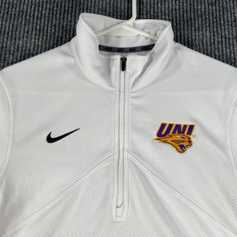 Northern Iowa Panthers Mens Shirt 1/4 Zip Nike Small White Long Sleeve Valley